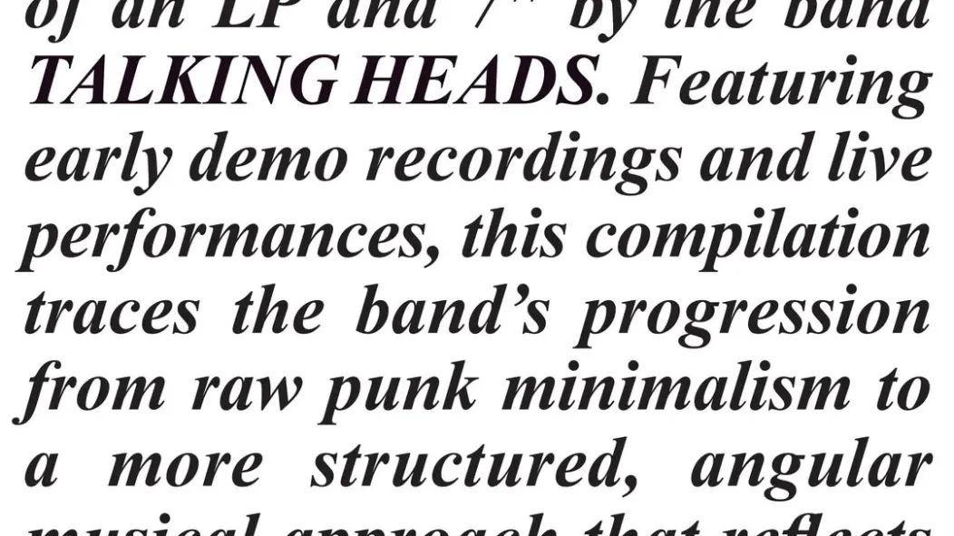 Talking Heads: Демо "The Artistics" к RSD Black Fr...